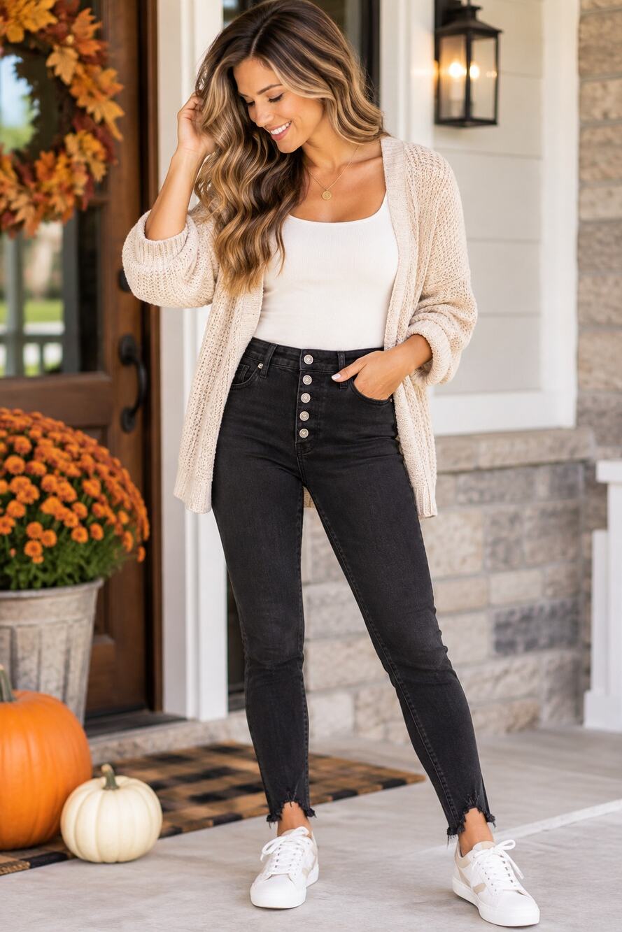 Kancan Black High Rise Button Fly Skinny Jeans Frayed Hem Size 5/26